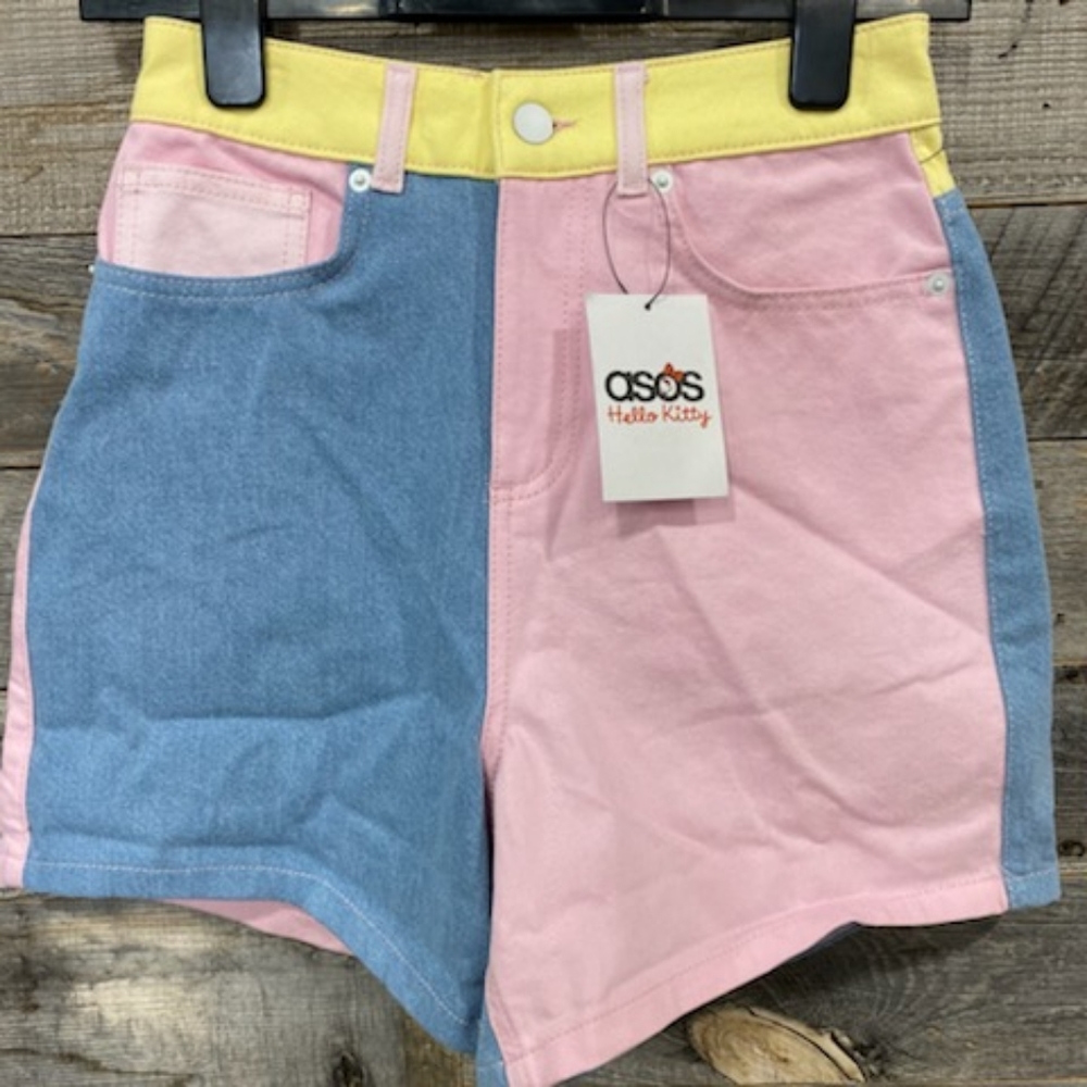 ASOS x Hello Kitty NWT Denim Patchwork Shorts